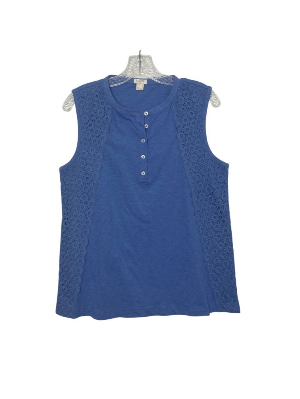 J Crew Sleeveless Top Eyelet Lace Medium Blue Summer Casual